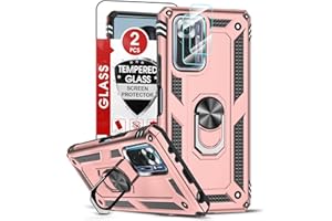 LeYi - Carcasa para Xiaomi Redmi Note 10 Pro/Note 10 Pro MAX con 2 Vidrio Templado y 2 Protectores de cámara, Militar, anticaída, antigolpes, rígida Armadura, Funda para Anillo, Color Oro Rosa