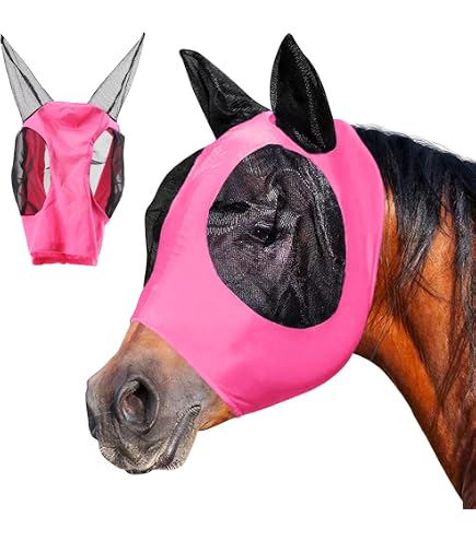 Masque Anti-mouches Pour Chevaux – Maille Respirante, Protection UV, Taille Standard