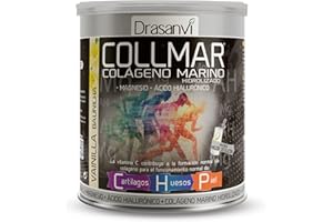 Drasanvi COLLMAR Colágeno Marino Hidrolizado con Ácido Hialurónico, Magnesio, Vitamina C | para cartílagos, huesos y piel | Sin edulcorantes |Alta dosis 9.717 mg/dia |300g de polvo | Sabor Vainilla
