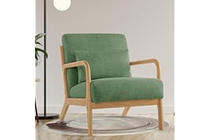 Aunekiv Akzentstuhl mit Kissen, Bequemer Armlehnensessel Polstersessel mit Holzrahmen & Armlehnen, Loungesessel, Lesesessel, Relaxsessel Sessel für Wohnzimmer, Schlafzimmer & kleine Räume