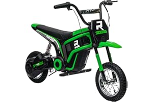 HOMCOM Elektro Motorrad Kinder Elektromotorrad mit 24V 350W Motor, 8-16 KMH Geschwindigkeitsmodus, 12 Zoll Luftreifen, Elektromotorrad mit Musik Scheinwerfer, Moto Cross für Kinder 8–12 Jahre Grün