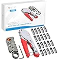 eSynic Professional Coax Crimping Tool F Type Connector Compression Tool Set Coax Cable Crimper Tool Kit for RG6 with 20Pcs RG6 Coaxial Cable Connectors and a Adjustable Rotary Coaxial Cable Cutter
