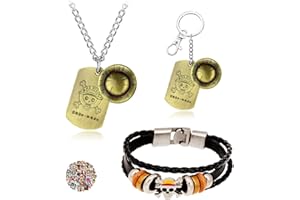 UOYU YouU 23 Stück Anime One Piece Cosplay Schmuck Luffy Anhänger Halskette Schlüsselanhänger Skelett Anhänger Armband Anime Aufkleber