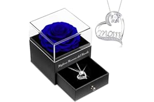 Sunia Rosa Stabilizzata Regalo Mamma Compleanno, Vera Rosa Eterna con Collana Argento 925 Donna, Migliore Mamma del Mondo, Regalo Donna Compleanno Natale San Valentino Anniversario