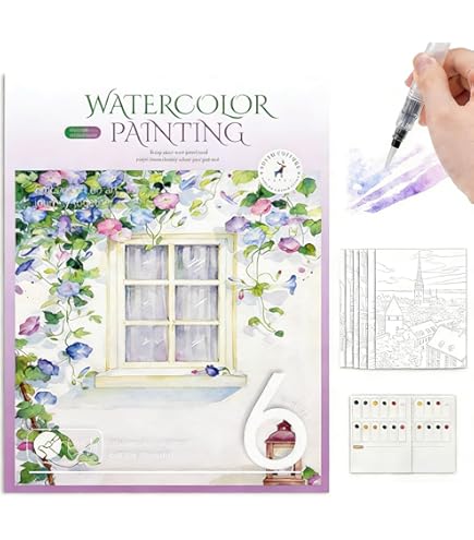 Waterverf aquarel kleurboek, 12 kleuren aquarelset