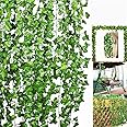 Rudra Fancy Store Artificial Garlands Hanging Leaves Vine Creeper Plants for Home Decor Main Door Wall Balcony Office Decoration Party Festival Craft (Green, 8 Feet, Set of 6)