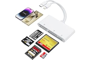 ROCKETEK Card Reader Lecteur multi-cartes USB-C Lightning 5 en 1 pour SD, CF, XD, MS, Micro SD - Hub adaptateur multi-cartes mémoire pour iPhone, iPad, MacBook, Samsung, Windows, Mac OS, iOS, Linux, Android