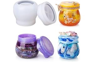 LET'S RESIN Silicone Jar Moulds, Jar Resin Moulds with Lid, Resin Pudding Silicone Moulds for Storage Bottle, Candle Holder, Candy Container, Epoxy Resin Casting Craft, Flower Pot
