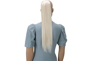 CAISHA by PRETTYSHOP 60cm Posticcio Per Capelli Hailey Con 2 Nastri Coda Di Cavallo Voluminoso Capelli Finti Liscio Biondo Bianco HC4