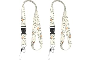 Uniclife Pack de 2 Cordons Mignons pour Cou Cordons pour Badge d'Identité pour Femmes Cordons à Détachement Rapide pour Porte-Cartes Accessoires avec Cordon Amovible Chaînette et Clip Métallique Blanc