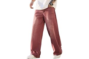 Zewool Jeans Baggy Hip Hop para Hombres,Jeans Skater de Pierna Ancha,Pantalones de Denim Holgados Streetwear