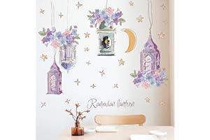KOIROI Ramadan Autocollant mural Musulman Ramadan Kareem Sticker mural Eid Mubarak Décoration murale 3D Ramadan Lune et étoile Stickers Ramadan Décorations Ramadan Stickers muraux pour la maison