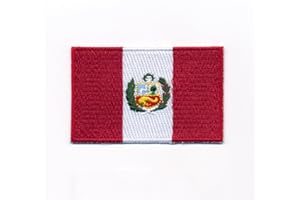 HEGIBAER 80 x 50 mm Peru South America Lima Flag, Elegant Sew-On / Iron-On Patch 0957 X