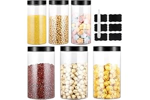 Wubushan Contenitori Ermetici Per Alimenti, 6 pezzi Contenitori Plastica con Coperchio, Contenitori Cereali(0,5L + 1L), Contenitori per Cereali, Farina, Alimenti