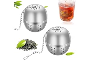 SIKEYDELS 2 Pcs infusore tè, infusore per tisane Infusore a Sfera da Tè Infusore per Tè a Forma di Palla Acciaio Inossidabile con Catenaper Foglie di Tè Sfuse Fini, Spezie, Condimenti, Teiere