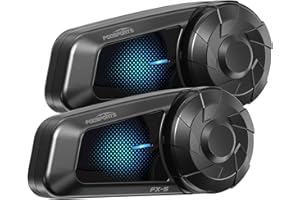 Fodsports FX-S Motorcycle Bluetooth Headset,2-Way Motorcycle Intercom,Bluetooth5.4 Motorbike Headset,Noise Cancellation Helmet Communication System,Stereo Music,Voice Assistant, Waterproof (2 pack)