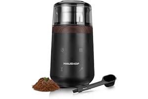 HAUSHOF Molinillo de Café Eléctrico 75 g, Molinillo Café de 150W, Cuchilla de Acero Inoxidable, Molino Cafe Multifuncional para Granos de Café, Nueces, Hierbas, etc.