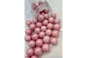 CAKE N BAKE 20mm Extra Large Shimmer Chocolate Balls Edible Cupcake Cake Topper Sprinkles (Shimmer Pink, Small Tub)