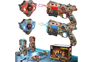 VATOS Laser Tag Rechargeable 2 Joueurs - 2 Pistolets et 2 capteurs de Veste entièrement synchronisés avec Les données 2.4GHz - Jouets et idées d'anniversaire Laser Tag Gun pour Les Enfants
