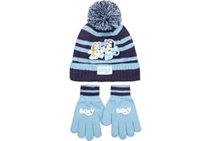 Bluey Winter Hat & Gloves Set Knitted Warm Beanie for Girls age 2-7 Years Cold Weather Accessories Gift for Girls
