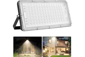 Viugreum Projecteur LED Extérieur 100w, Projecteur Led Exterieur 10000LM, IP67 Étanche, Blanc Chaud 2800-3200k, Ultra-Mince Lumière, Extérieur De Projecteur Idéal Pour Jardin, Garage