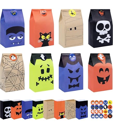 24Pcs Halloween Mixed Loot Bag Pumpkin Paper Box Trick Or Treat...