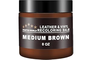 STARTSO WORLD Kit de Rénovation pour Cuir 200ml, Teinture Cuir Marron Moyen pour Meubles, Canapés, Sièges d'Auto - Teinture et Peinture pour Cuir Éraflé et Décoloré