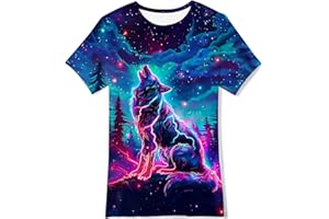 TUONROAD Dziecięce koszulki dla chłopców i dziewczynek 3D Letnie topy na co dzień 6-14 lat