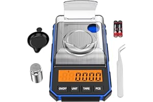 Bilancia di Precisione 50g/0.001g, ORIA Bilancia Digitale Tascabile Ad Alta Precisione con Peso di Calibrazione 50g, Pinzette, Piatto di Pesata, Funzione Tara, LCD, 6 Unità