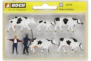Noch - 15724 - Modélisme Ferroviaire - Gardien Et Troupeau De Vaches - 2 Figurines + 5 Vaches