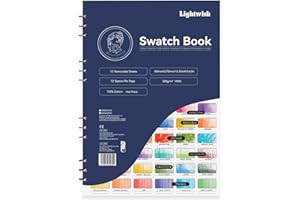 Lightwish Bloc à dessin Aquarelle, 12 feuilles détachables, 100% coton, 72 espaces, 39 x 27 cm, Watercolor Swatch Book, 300 g/m²Hot Press pour pastel à l'huile, aquarelle, gouache, crayons de