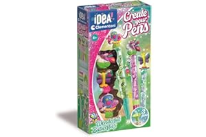 Clementoni Idea – Create Your Pens: Wonderful Butterflies, Laboratoire des stylos personnalisés, Kit créatif pour enfants 6 ans avec 3 stylos personnalisables avec encres et accessoires, 18873