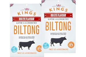 ‎KINGS Kings Beef Jerky XXL BIG BAG - Mix Pack Ribeye Biltong, Trockenfleisch, High Protein, Glutenfrei (300g&350g) (Ribeye Biltong)