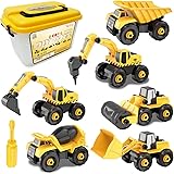Vanplay Montage Große LKW Spielzeug DIY 6-in-1 BAU Bagger Spielzeug mit Schraubendreher für Kinder Jungen Mädchen 3 Jahren