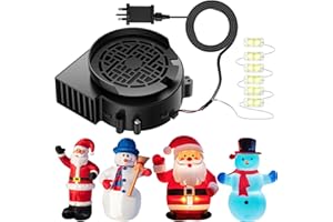 Gulfmew Christmas Inflatable Blower Replacement 1.0a Air Blower Fan with 12v 1.5a Adapter and Light String with 6 LED Bulbs Outdoor Fan for Xmas Holiday Yard Lawn Inflatable(White Lights,1 Pcs)