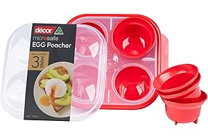 Décor Microsafe-Escalfador de Huevos | Sin BPA | Utensilios de Cocina para microondas | Apto para lavavajillas, Rojo, Talla única, 225000-004, Plástico