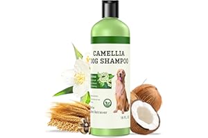 AÉTTÉZOE Hundeshampoo gegen Juckreiz und Hautirritationen – Naturales Shampoo für Haustiere mit Camellienöl für empfindliche Haut, Reduzierung der Fellausfälle | 473 ml (Langhaarhund)