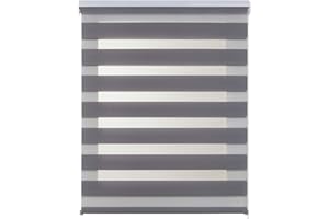 Estores Noche y Dia de Calidad con Doble Tejido Elegantes Estor Enrollable Noche y día para Ventanas de Interior y Puertas. Estores enrollables persianas y Cortinas STORESDECO Plata 120 x 180 cm