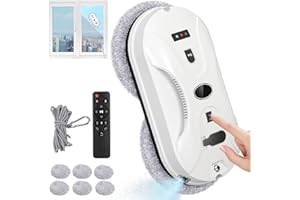 CARPOWER Robot Nettoyeur de Vitres électrique avec Télécommande, Corde Sécurité et Réservoir 60ml, Puissance D'aspiration Puissante 3000Pa Robot de Nettoyage Automatique pour Fenêtres Intérieures Extérieures