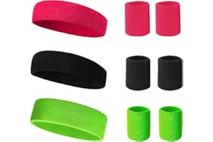 STOOKI 3 Ensemble de Bandeau Absorbant Bandeau Poignet Sport Bandeau Sport pour Le Fitness, L'HaltéRophilie, Le Soulagement De La Douleur Au Poignet (Rose, Noir, Vert)