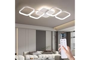 ANTENLICHT Plafoniera LED Soffitto Moderna 50W 5600LM Dimmerabile con Telecomando 2700-6500K, Funzione di Memoria, Lampada da Soffitto per Soggiorno, Camera da Letto, Sala da Pranzo, Bianco 78x48x5cm