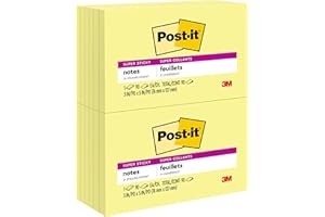Post-it Super Sticky Removable Notes Pad 90 Sheets 76x127mm Ref 655-12SSCY [Pack 12] - Canary Yellow