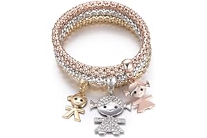 XINYIXIN Bracciale da donna, simpatico personaggio dei cartoni animati Bracciale con ciondolo in cristallo di popcorn, gioielli creativi regalo Natale compleanno festa della mamma per moglie fidanzata