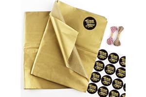 Sweelov Lot de 50 feuilles de papier de soie - 50 x 70 cm - Doré - Papier transparent pour emballage de pompons - Décoration de table - Bricolage - Fabrication de cartes