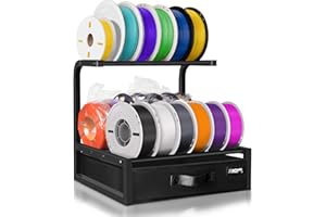 UNITAK3D 2-Tier Impresora 3D Filament Storage Rack con Cajón Tela para Filamento PLA/PETG/ABS/TPU, Sobremesa Metal Doble Fila Estante Almacenamiento de Filamento Spool Holder para Casa,Oficina Taller,Estudio