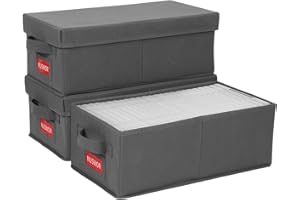 NUSWOR Ultimate DVD Storage Solution - Stackable DVD Case Holder Organizer Box - DVD Rack Holds up to 25 DVDs - 15.75 x 8.46 x 6.3 inches - 3 Pack