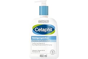 ‎CETAPHIL CETAPHIL Reinigungslotion, 460ml, Für trockene, empfindliche Haut, Gesichtsreinigung Mit und ohne Wasser anwendbar, Entfernt sanft und effektiv Schmutz, Seifenfrei, Kein Augenbrennen