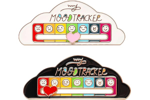 LuminaVerde humörbarometer, känslouttryck, socialt batteri nålmärke brosch, zinklegering med reglage, fest- och festivalkläder, interaktiv design (molnform)