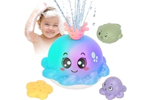 Withosent Poulpe Jouet Bain Bébé, Jeux de Bain Enfant avec LED, Induction Automatique Arroseur Jeu de Bain, Jouet pour Le Bain Garçons et Filles pour 1-6Ans