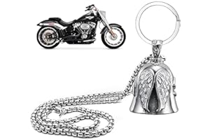 WYTNB Motorcycle Guardian Bell Durable Set, Angel Guardian Riding Bell with Chain, Metal Alloy Motorbike Luck Riding Bell, Portable Biker Bells for Outdoor, Motorcycle Accessories Gifts for Man Husband
